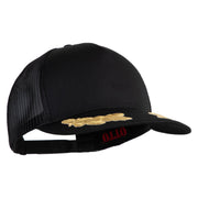Scrambled Eggs Gold Patched Solid Cotton Twill 5 panel Mesh Back Cap - Black OSFM