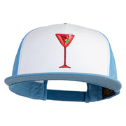 Red Martini and Olive Beverage Iron On Patched Classic Trucker Cap