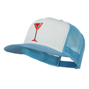 Red Martini and Olive Beverage Iron On Patched Classic Trucker Cap