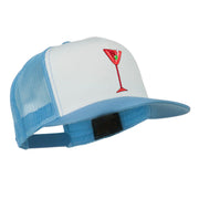 Red Martini and Olive Beverage Iron On Patched Classic Trucker Cap