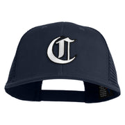 Old English White C Patched Cotton Deluxe Trucker Ball Cap - Navy Navy OSFM