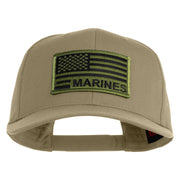 USA Green Flag Marines Patched Solid Cotton Twill Pro Style Cap - Khaki OSFM