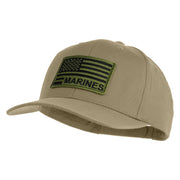 USA Green Flag Marines Patched Solid Cotton Twill Pro Style Cap - Khaki OSFM