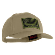 USA Green Flag Marines Patched Solid Cotton Twill Pro Style Cap - Khaki OSFM