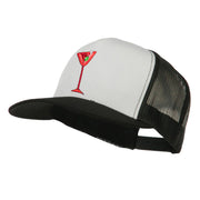 Red Martini and Olive Beverage Iron On Patched Classic Trucker Cap