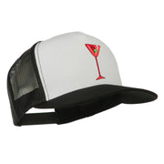 Red Martini and Olive Beverage Iron On Patched Classic Trucker Cap