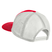 Old English White C Patched Cotton Deluxe Trucker Ball Cap - Red White OSFM