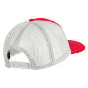 Old English White C Patched Cotton Deluxe Trucker Ball Cap - Red White OSFM