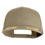 Scrambled Eggs Gold Patched Solid Cotton Twill 5 panel Mesh Back Cap - Khaki OSFM