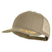 Scrambled Eggs Gold Patched Solid Cotton Twill 5 panel Mesh Back Cap - Khaki OSFM