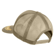 Scrambled Eggs Gold Patched Solid Cotton Twill 5 panel Mesh Back Cap - Khaki OSFM