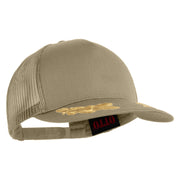 Scrambled Eggs Gold Patched Solid Cotton Twill 5 panel Mesh Back Cap - Khaki OSFM