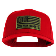 USA Green Flag Marines Patched Solid Cotton Twill Pro Style Cap - Red OSFM