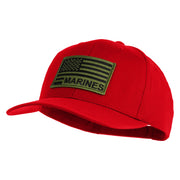 USA Green Flag Marines Patched Solid Cotton Twill Pro Style Cap - Red OSFM