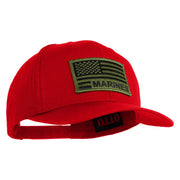 USA Green Flag Marines Patched Solid Cotton Twill Pro Style Cap - Red OSFM