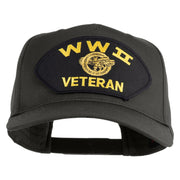 WWII Veteran Patched Solid Cotton Twill 5 Panel Prostyle Snap Cap - Charcoal OSFM