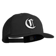 Old English White C Patched Cotton Deluxe Trucker Ball Cap - Black Black OSFM