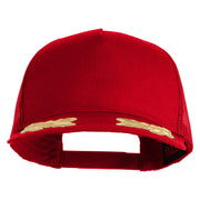 Scrambled Eggs Gold Patched Solid Cotton Twill 5 panel Mesh Back Cap - Red OSFM