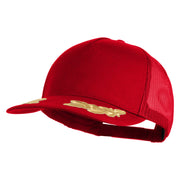 Scrambled Eggs Gold Patched Solid Cotton Twill 5 panel Mesh Back Cap - Red OSFM