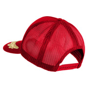 Scrambled Eggs Gold Patched Solid Cotton Twill 5 panel Mesh Back Cap - Red OSFM