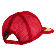 Scrambled Eggs Gold Patched Solid Cotton Twill 5 panel Mesh Back Cap - Red OSFM