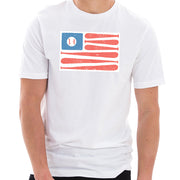 Baseball American Flag Graphic Design Combed Cotton Short Sleeve T-shirt