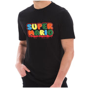 Hallloween Super Mario Graphic Design Ring Spun Combed Cotton Short Sleeve Deluxe Jersey T-Shirt - Black XS