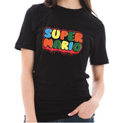 Hallloween Super Mario Graphic Design Ring Spun Combed Cotton Short Sleeve Deluxe Jersey T-Shirt - Black XS