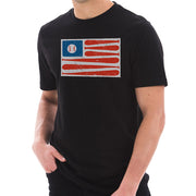 Baseball American Flag Graphic Design Combed Cotton Short Sleeve T-shirt