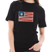 Baseball American Flag Graphic Design Combed Cotton Short Sleeve T-shirt