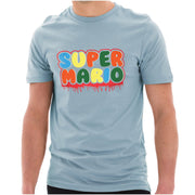 Hallloween Super Mario Graphic Design Ring Spun Combed Cotton Short Sleeve Deluxe Jersey T-Shirt - Blue-Mist XS