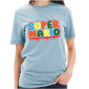 Hallloween Super Mario Graphic Design Ring Spun Combed Cotton Short Sleeve Deluxe Jersey T-Shirt - Blue-Mist XS