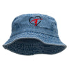 Gymnastics Ribbon Heart Embroidered Pigment Dyed Bucket Hat - Lt-Denim OSFM