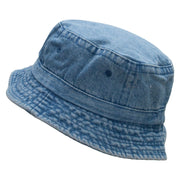 Gymnastics Ribbon Heart Embroidered Pigment Dyed Bucket Hat - Lt-Denim OSFM