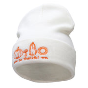 Be Thankful Embroidered Knitted Long Beanie