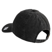 Marine Veteran Embroidered Washed Solid Pigment Dyed Cotton Twill Brass Buckle Cap - Black OSFM