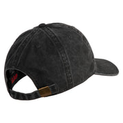 Marine Veteran Embroidered Washed Solid Pigment Dyed Cotton Twill Brass Buckle Cap - Black OSFM
