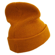 White Sperm Whale Embroidered Waffle Knit Cuff Beanie - Camel OSFM