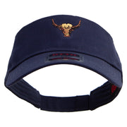 Yak Head Embroidered Cotton Twill Sun Visor - Navy OSFM