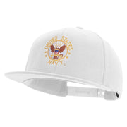 Licensed US Navy Circle Emblem Embroidered Flexfit Snapback Style Cap - White OSFM