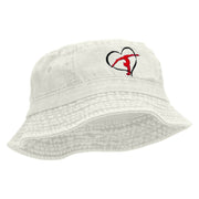 Gymnastics Ribbon Heart Embroidered Pigment Dyed Bucket Hat - White OSFM