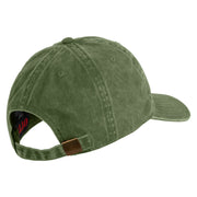 Marine Veteran Embroidered Washed Solid Pigment Dyed Cotton Twill Brass Buckle Cap - Olive OSFM