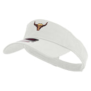 Yak Head Embroidered Cotton Twill Sun Visor - White OSFM