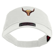 Yak Head Embroidered Cotton Twill Sun Visor - White OSFM