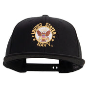 Licensed US Navy Circle Emblem Embroidered Flexfit Snapback Style Cap - Black OSFM