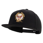 Licensed US Navy Circle Emblem Embroidered Flexfit Snapback Style Cap - Black OSFM