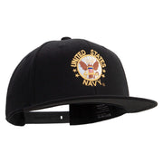 Licensed US Navy Circle Emblem Embroidered Flexfit Snapback Style Cap - Black OSFM