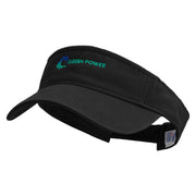 Green Power Embroidered Pro Style Cotton Twill Washed Visor - Black OSFM