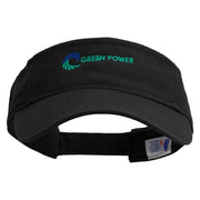 Green Power Embroidered Pro Style Cotton Twill Washed Visor - Black OSFM