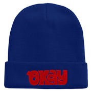 Artistic Okay Logo Embroidered 12 Inch Long Knitted Beanie - Royal OSFM